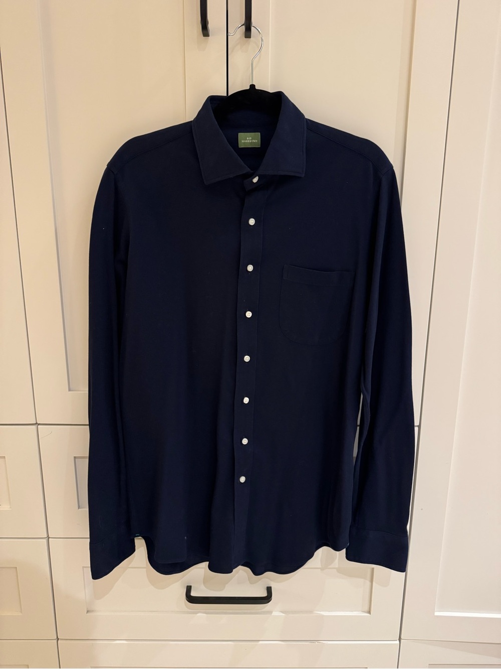Sid Mashburn Navy Pique Cotton Long Sleeve Shirt Men’s